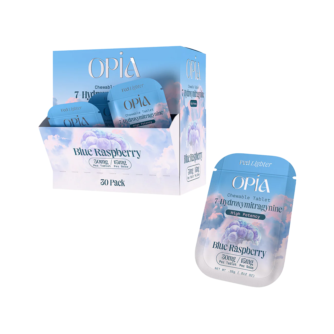 Opia 7-Hydroxymitragynine High Potency 30mg Chewable Tablets – 30ct Display