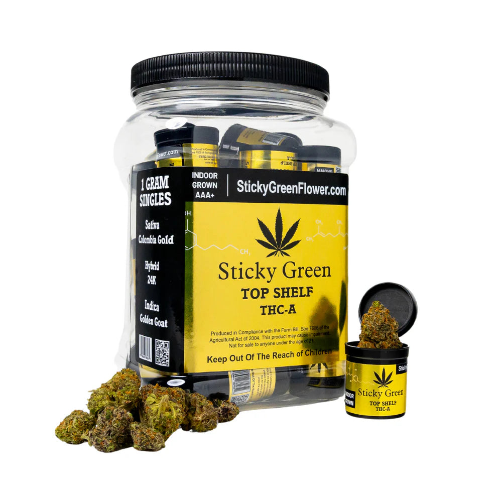 Top Shelf Sticky Green 1G Gold Edition Cannabis Flower - Premium THC Strain